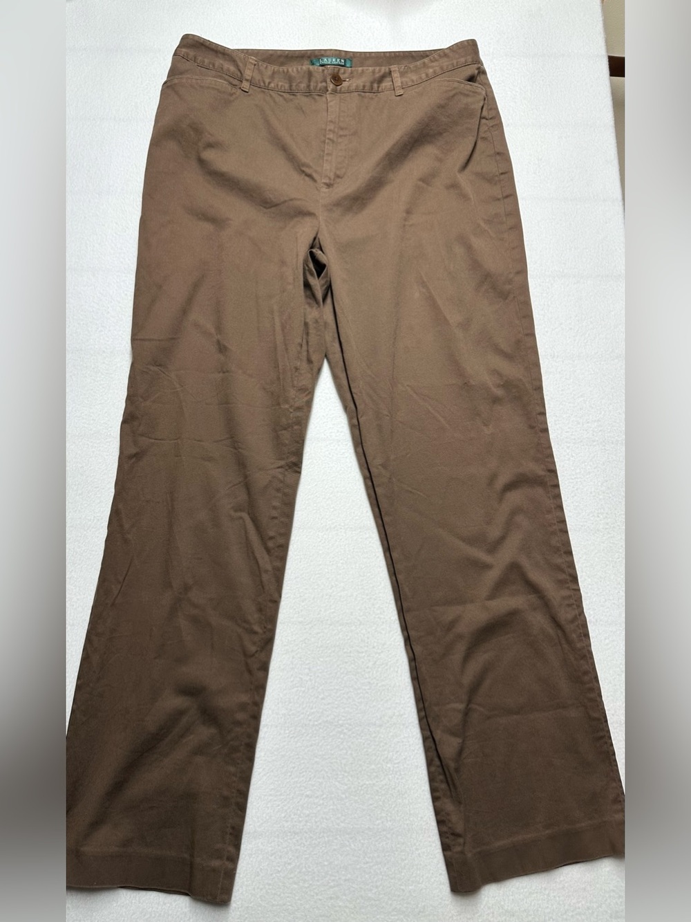 Lauren Ralph Lauren Women’s Size 12 Brown Cotton Stretch Straight Leg Pants